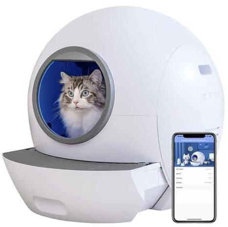 MIAOMI Lettiera autopulente Mult-Cat, Toilette Automatica per Gatti, con Controllo Tramite App, lettiera Automatica autopulente per Gatti con Filtro al Carbone