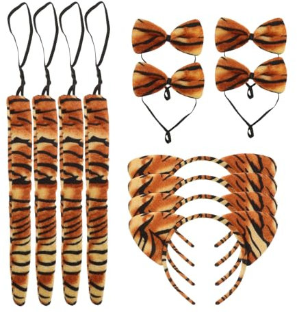 SHERCHPRY 12sätze Tiger Ohr Haarreifen Und Fliege Mit Teiliges Kostümzubehör Für Fasching Und Bühnenaufführungen Tiger Muster