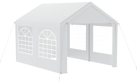 FIVMEN Pavillon Partyzelt 3x4 m mit 4 Abnehmbaren Seitenwänden Wasserdicht Stabil Winterfest Sonnenschutz Gartenpavillon Party Zelt Gartenzelt, Weiß