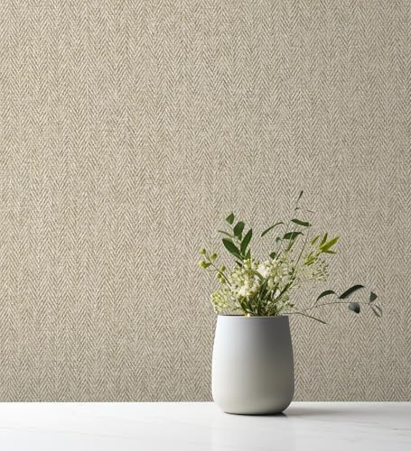 GAULAN 683561 Papier peint chevrons micro-texturés, tons beiges pour mur salon chambre couloir salle à mange tête de lit hall d'entrée escalier - Rouleaux de 10 m x 0,53 m
