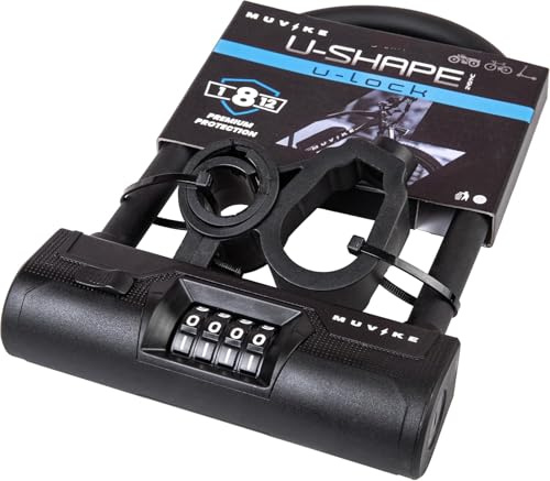 MUVIKE U-Bügelschloss inkl. Halterung Fahrrad 20 cm Gehärteter Stahl Zahlenschloss Sicherheitsstufe 8 U-SHAPE 200/13C U-Lock für E-Bike, Citybike & Roller