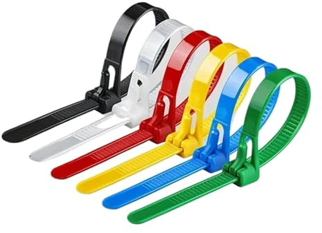Cable Ties Reusable Cable Ties, Cable Lock Loop Nylon Ties Removable for Home Office(Gold)