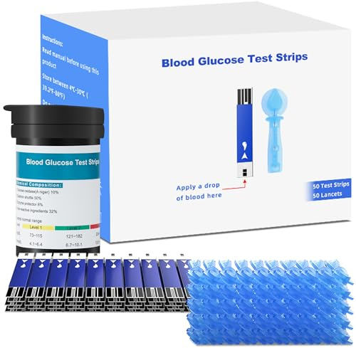 Blood Glucose Test Strips, 50 Count Blood Sugar Test Strips and 50 lancets for Diabetes, Accurate, Auto Code, Compatible with All CAKRNPS Glucometer for Easy Blood Sugar Testing (No Monitor)