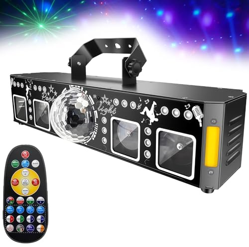 Luci da discoteca per DJ 6 in 1 con attivazione sonora, controllo DMX, strobo RGB e UV per feste, club e spettacoli teatrali
