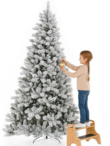 BAKAJI Albero di Natale Innevato Foltissimo 1420 Rami a Innesto, Decorazione Natalizia Molto Folta, Punte Bianche e Base a Croce, Addobbo Natalizio Molto Pieno (Bianco Winter Palace, 210 cm)
