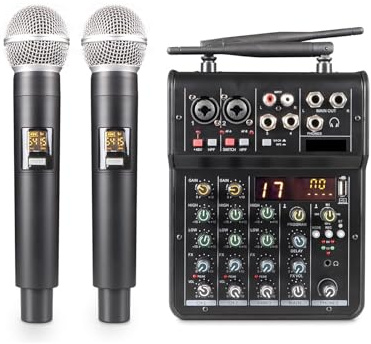 Mezclador de sonido de con micrófono, consola de DJ portátil con Bluetooth y interfaz USB de 48 V for mezclas en Mesa de sonido de estudio
