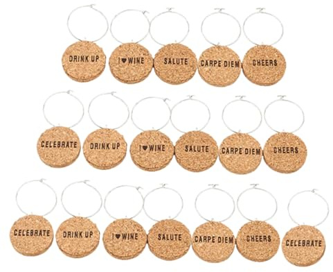 Gatuida 18 pollici Segnaposto Calici Vino in Sughero Eleganti e Rimuovibili Marcatori Bicchieri per Feste e Riunioni Identificatori Vetro Danni Decorazioni DIY Personalizzabili