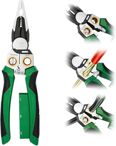 Upgrade 8 in 1 Wire Stripper with Voltage Tester,Multifunctional Heavy Duty Wire Stripping Pliers,Wire Stripper for Cutting Pulling Scraping and Pressing