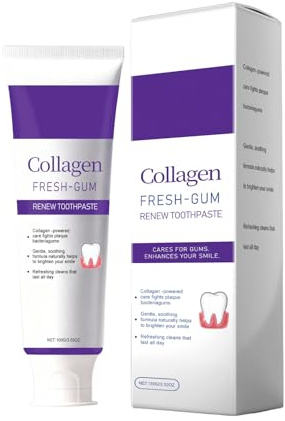 Collagen Zahnpasta mit Lila Farbkorrektur, Zahnaufhellung und Schmelzstärkung, Sanfte Aufhellung für Weißere Zähne, Zahnschutz Formel