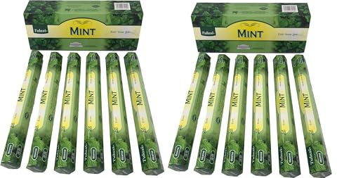pcmoviles Incienso de Menta – 12 Cajas x 20 Varitas (240 Barras) | Incienso Natural Aromático para Relajación y Aromaterapia | Larga Duración