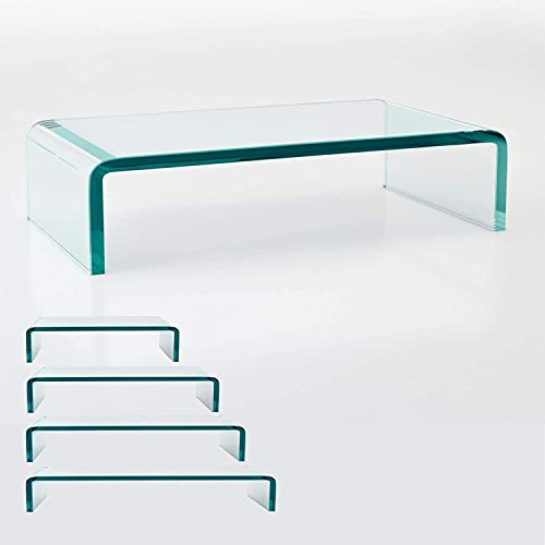 bijon TV Aufsatz Glas Bildschirm-Erhöhung | PC Monitor-Erhöhung, Schreibtisch-Aufsatz für Laptop | (B/T/H) 800x300x130mm - klar