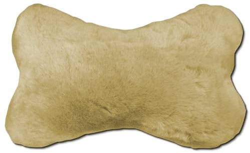 Reissner Lammfelle | Nacken-X-GOB |ergonomische Nackenstütze Nackenkissen Nackenschutz für Auto & Wohnmobil | Echtes Merino Lammfell | Farbe gobi gelb