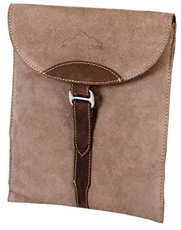 Alpenleder Tablet Tasche - Modell: JOBBS (Handgefertigt) - Nachhaltiges Bio-Leder aus regionaler Landwirtschaft | Tablettasche leder, bis 13 zoll *Fair Produziert* (28 x 23 x 2cm, Koffee-Suede)