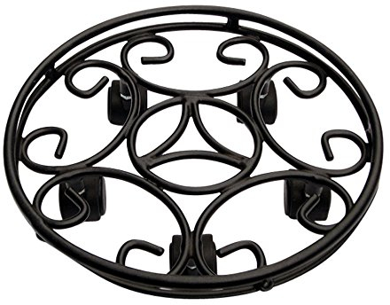 Garden Pride Heavy Duty Round Plant Pot Caddy - 2 Pack of 14 (36cm) Black Outdoor Plant Pot Mover with 5 Caster Wheels