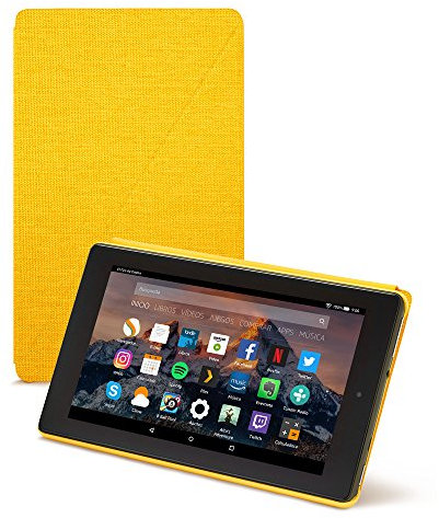 Amazon - Custodia per Fire 7 (tablet 7'', 7ᵃ generazione, modello 2017), Giallo - non compatibile con il modello 2019 (9ª generazione)