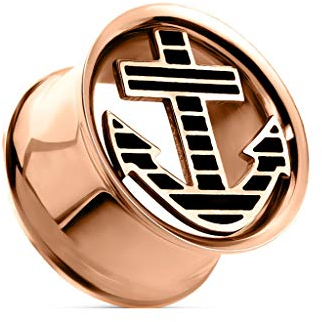 Tapsi´s Coolbodyart® Double Flared Tunnel Edelstahl Chirurgenstahl 316L Rose Gold Anker 12mm