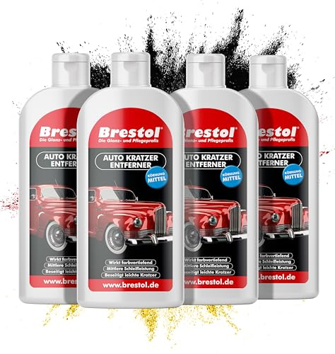 Brestol® Auto Kratzer Entferner 4X 500 ml, Kratzerentferner Autolack - entfernt kleine Kratzer & Schrammen, Farbspuren, Reibspuren & Rostspuren, Lackkratzerentferner & Lackreiniger