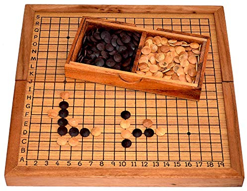 Go - Go Bang Japanisches Schachspiel Knobelholz Strategiespiel Brettspiel aus Holz mit Linsen für 2 Spieler Gesellschaftsspiel