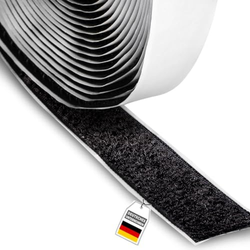 FrogJim 5m Flauschband selbstklebend schwarz 20mm breit - 5 m Rolle Klettband nur Flausch 20 mm klebend KRGSL5
