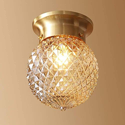 Antique Loft Plafonniers Luminaire en verre transparent Petit Plafonnier Nostalgique Pineapple laiton Éclairage de plafond for Hall d'entrée Balcon Sous-sol Entrée Table à manger Ø15cm E27