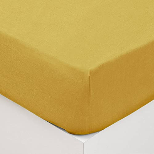 Atmosphera - Spannbettlaken aus gewaschener Baumwolle - senfgelb 160x200 cm - Ocker
