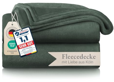 Blumtal Fleecedecke 270x230 cm - Oeko-TEX zertifizierte Kuscheldecke - Wohndecke 270x230 cm - Kuscheldecke flauschig XXL - weiche Decke flauschig - Wohnzimmer Decke Grün