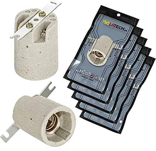 ISOLATECH 5x E14 Keramikfassung mit Befestigungsbügel max. 250V/4A | Für LED- und Energiesparlampen, Hitzebeständig für Decken-, Küchen- und Badezimmerleuchten