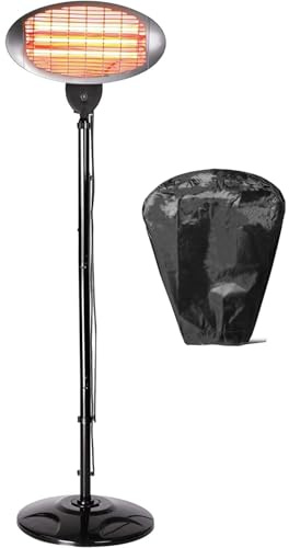 Heatlab 2kW Quartz Bulb Freestanding Electric Heater with Protective Cover Set