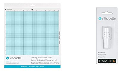 Silhouette CUT-MAT-12-3T Cutting Mat für Cameo 30cm x 30cm & SILHOUETTE OF AMERICA AUTOBLADE, nur zur Verwendung mit Cameo 4, Einheitsgröße, Weiß