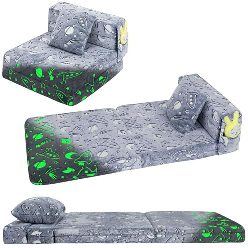 bluaqua Kinder-Klappsofa,Kindersofa Aufklappen 2 in 1 Schlafsofa, Spielsofa Kindersofa, Glow-Kinder Sofa,mini Sofa,kindercouch,Klappcouch für Spielzimmer