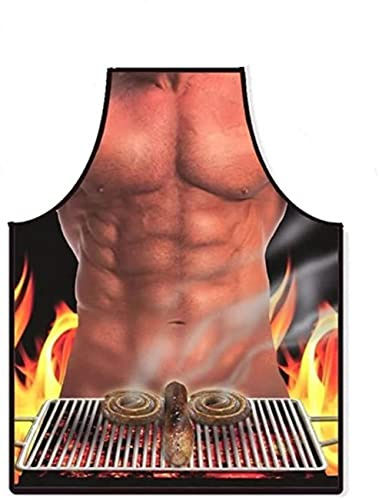 SIXIUDIA Grembiule Sexy Divertente Novità Cottura Cucina Barbecue Partito Cosplay Grembiule Grigliare Grembiule da Cucina ，Ristorante, Artigianato, Giardino, Barbecue, Caffè（A