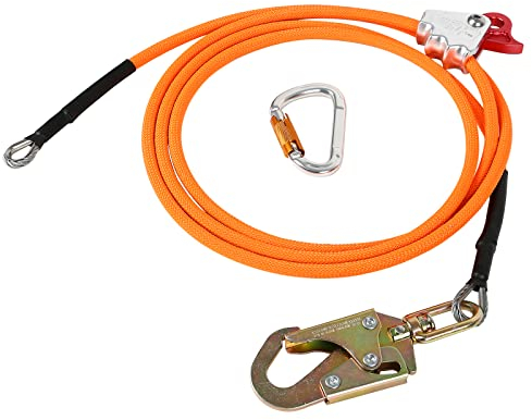 Stahlseilkern-Flip-Line-Kits 12mm*2,4m / 3m /3,6m, Stahlkern Lanyard, Verstellbares Lanyard Klettern Bergseile für Baumkletterer, Baumpfleger, Absturzsicherung (12mm*2.4M)