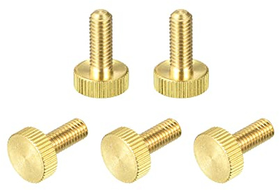 sourcing map 5 Stück Rändelschrauben M6x16mm Flache Messing Bolzen Griffknöpfe Befestigung für PC Elektronisch Mechanisch