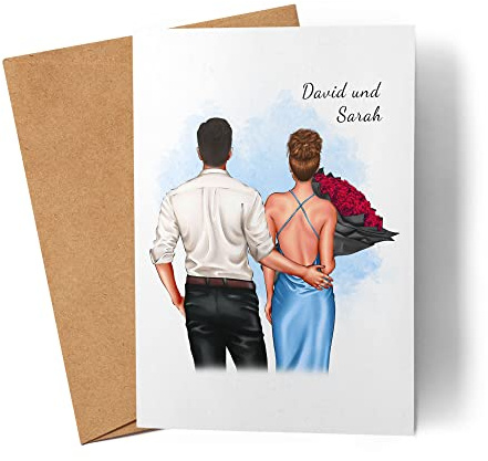 Kiddle-Design Paar Karte zum Valentinstag Personalisiert Namen für Ihn Sie Jahrestag Geschenk Pärchen Freund Freundin Valentinstagsgeschenk Couple