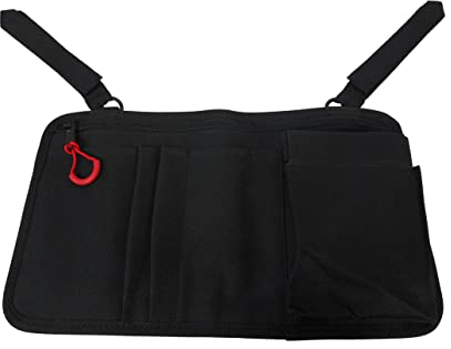 Wheelchair Side Bag by HEALUA, Wheelchair Pouch Bag with Cup Holder, Armrest Accessories for Wheelchair, Rollator, Electric Scooter Wheelchairs - Medical Carry Bag (Black)