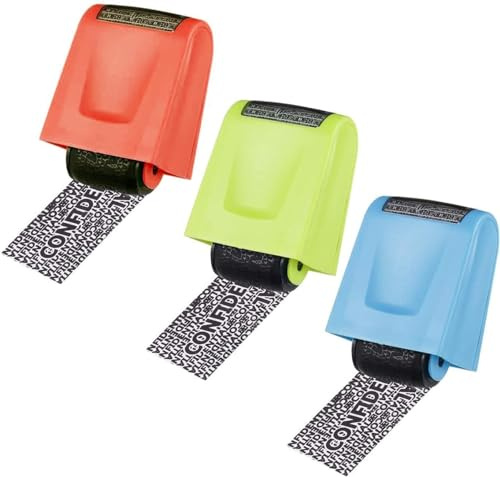 3Pcs Wide Roller Stamp, BetterJonny Identity Theft Stamp Identity Guard Roller Stamp Security Stamp for Privacy Protection Address Covering ID Blackout Data Anti Theft, 2.69 x 1.65 Inch