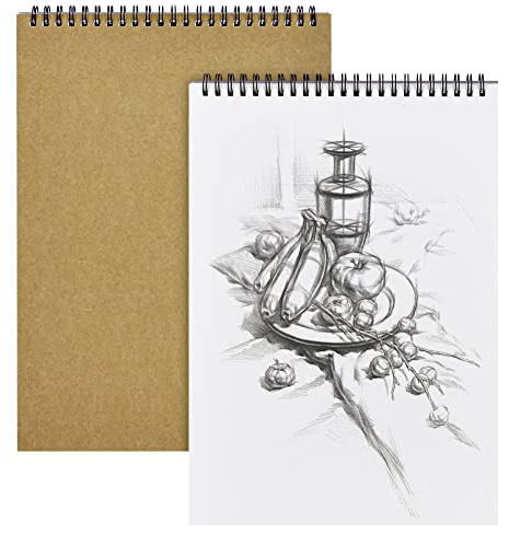 OFFCUP Drawing Pad, 2pack A4 Spiral Bound Notebook, 160gsm Drawing Paper A4 Sketchbook Spiral Bound Sketchbook with Acid Sketch Pad for Landscape, Artist Painting, Watercoulor 60 Pages/ 30 Sheets