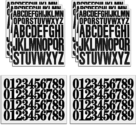 8 Blatt Großbuchstaben-Aufkleber-Set 2,5 cm 5,1 cm selbstklebende Alphabet-Aufkleber, wasserdicht, zum Aufkleben, Vinyl, für Sammelalben, Basteln, Schilder, Poster, Karten, Briefkästen – Schwarz