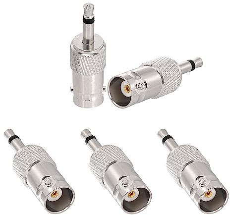 Eightwood Adattatore BNC a Jack 3.5mm 5 Pezzi | Connettore adattatore BNC femmina a spina TS 1/8 di pollice, per telecamera CCTV registratore DVR scanner ricevitore audio