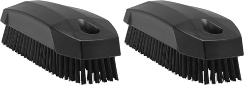 Vikan 64409 Stiff Nail Scrubbing Brush Clean Bathroom Kitchen Upholstery Fabric 13cm x 5cm x 4cm, Black, 6440 (Pack of 2)
