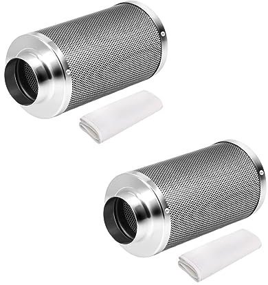 iPower Filtro ai carboni dell'aria da 10,2 cm con flangia reversibile a carbone vergine australiano attivato di alta qualità, controllo degli odori per ventilatori in linea, idroponica, stanze di