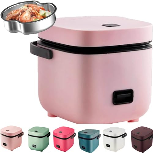 ZORZA Cuociriso compatto da 1,2 litri, mini fornello per riso domestico, piccolo e antiaderente, adatto per piccole camere da letto,Rosa,1.2 L