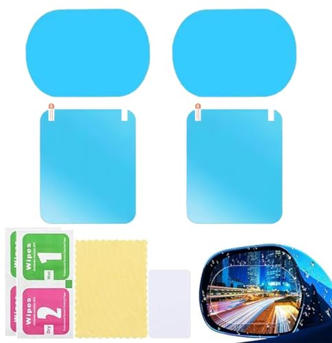 Lot de 8 Films de Rétroviseur de Voiture Film Impermeable Retroviseur Anti Pluie Anti-buée Film Impermeable Retroviseur Voiture Rétroviseur Film de Protection pour Fenêtres Latérales et Rétroviseurs