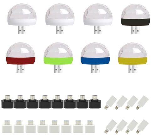 USB-Party-Lichter, Mini-Discokugel, 7 Modi, LED, kleine magische Kugel, Sound-Steuerung, DJ-Bühnenlicht, buntes Stroboskop-RGB-Lampe, Stimmungslicht für Zuhause, Party, KTV Club, 8 Stück