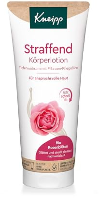 Kneipp Straffend Körperlotion - Bodylotion mit hochwertigem Extrakt aus Bio-Rosenblüten - Tiefenwirksam mit Pflanzen-Pflegeölen - Zieht schnell ein - speziell für die anspruchsvolle Haut - 200ml