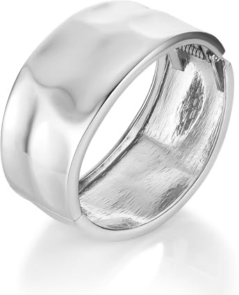 HZMAN Chunky Manschettenarmband für Damen Dicke Breite Armband Gehämmert Offenes Scharnier Handgelenk Manschette Armband Schmuck Geschenk