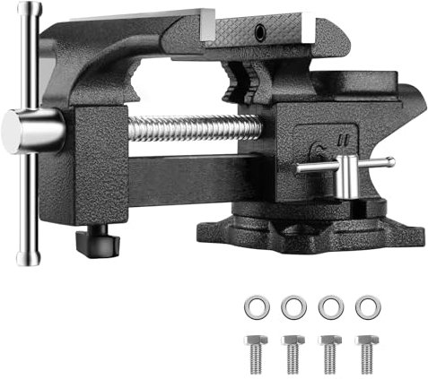 TEENO Morsa da Banco 6 inch 7.6kg，con larghezza della mascella 150 mm，Heavy Duty 270 ° Base Girevole Tavolo Morsetto da Banco,materiale in acciaio fuso, potenza di serraggio 1000 kg