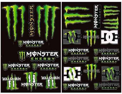 2 Motorrad-Aufkleber, Motorradhelm-Aufkleber, Monster-Kratz-Auto-Aufkleber, kann für Motorrad/Skateboard/Laptop/Computer/Fahrrad/Helm verwendet werden