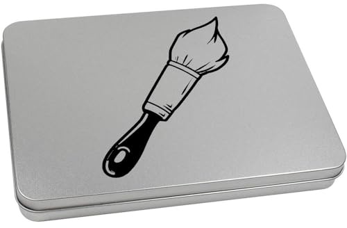 Azeeda 'Paintbrush' Storage Tin - 220mm (TT00235194) | Metal Keepsake Box for Stationery, Crafts, Sweets and Small Gifts