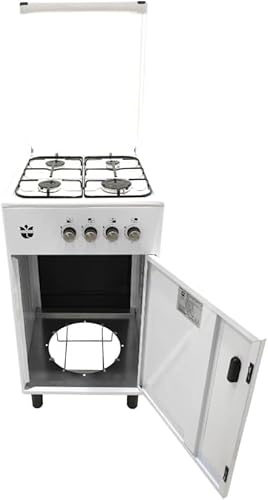 Standherd 50cm Gasmann SHG5050F weiß mit Flaschenfach Propan 50 mbar 4 Gas-Kocher /1 m Gasschlauch und Regler